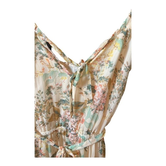 LC Lauren Conrad Pleat Neck Fit & Flare Tropical Vacation Dress Small - Picture 4 of 11